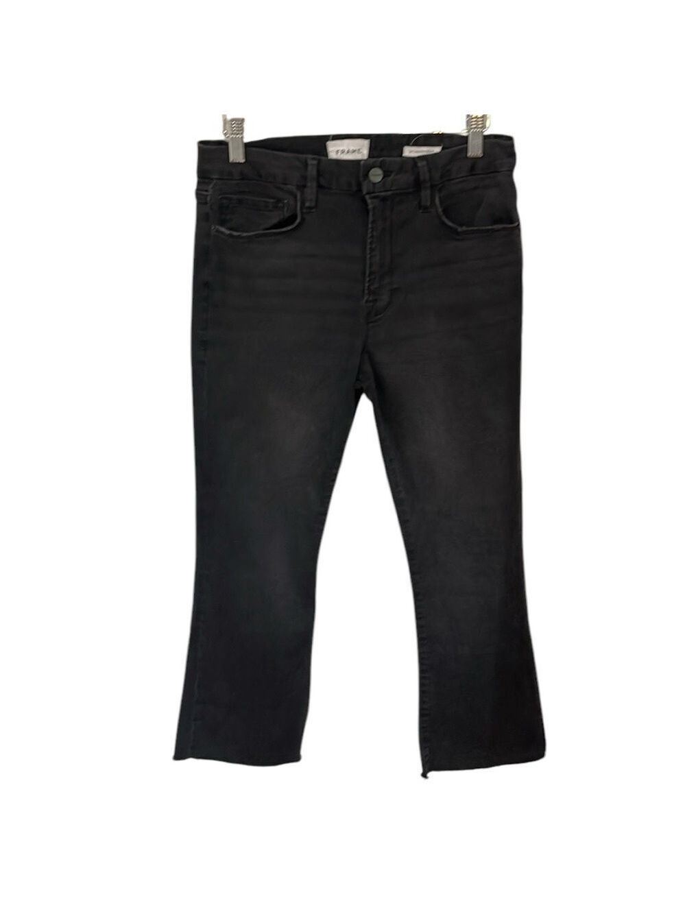 FRAME Le Crop Mini Boot Stretch Jean in Kerry Black SZ 30 - Picture 7 of 11
